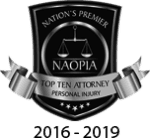 NAOPIA Top Ten Attorney, Personal Injury, 2016 to 2019